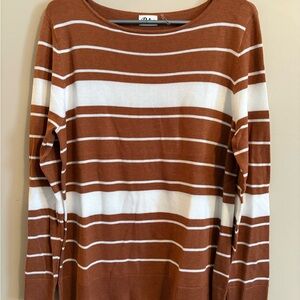 Pulse Cinnamon and White Striped Sweater
